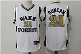 Tim Duncan Wake Forest Jerseys Stitched Wake Forest #21 Tim Duncan Black White NCAA College Basketball White Jersey,baseball caps,new era cap wholesale,wholesale hats